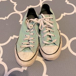 Teal double tag converse